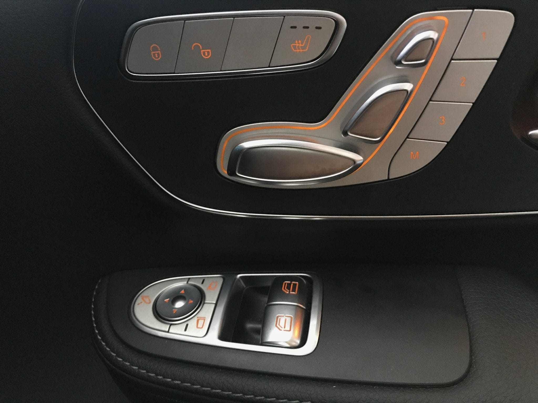 Mercedes V250 door controls for seating heating, seat position and windows