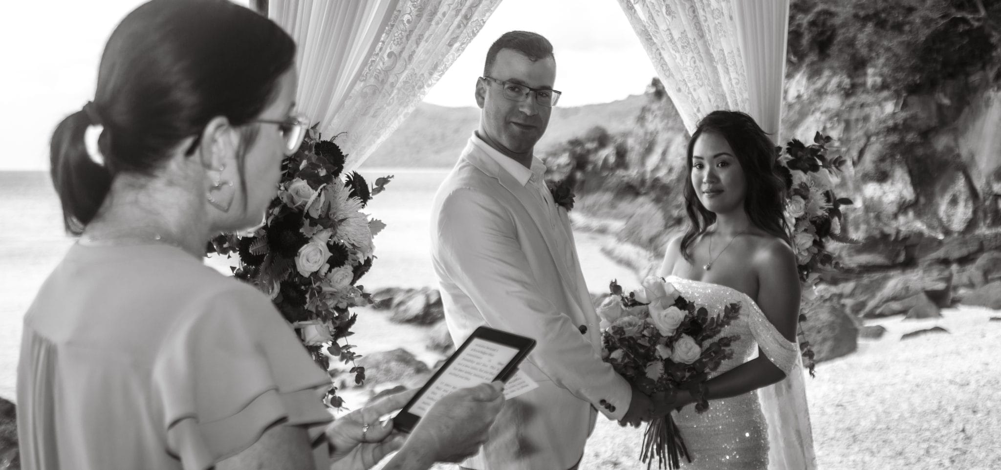 Wedding ceremony in black and white