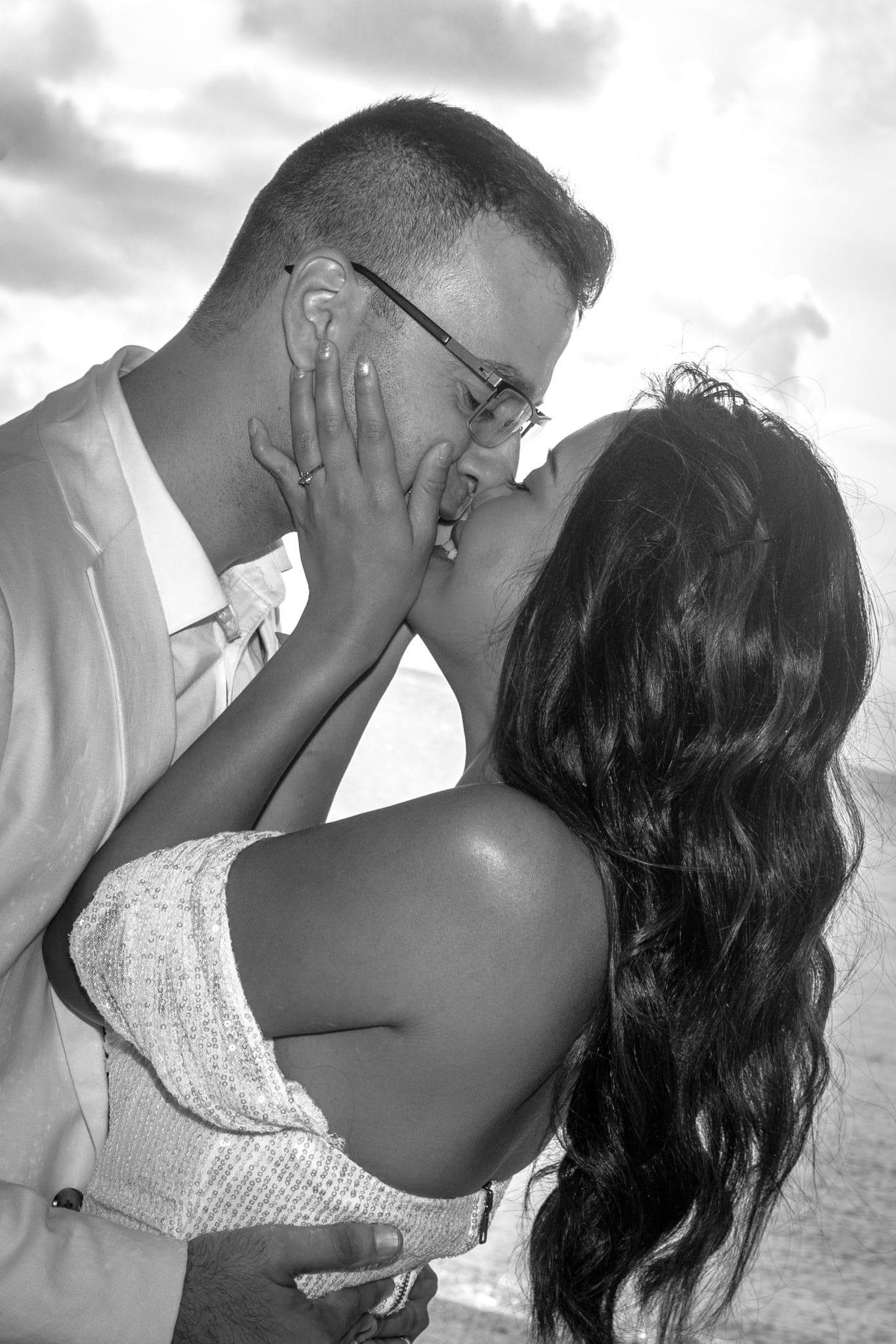 Bride and groom kissing