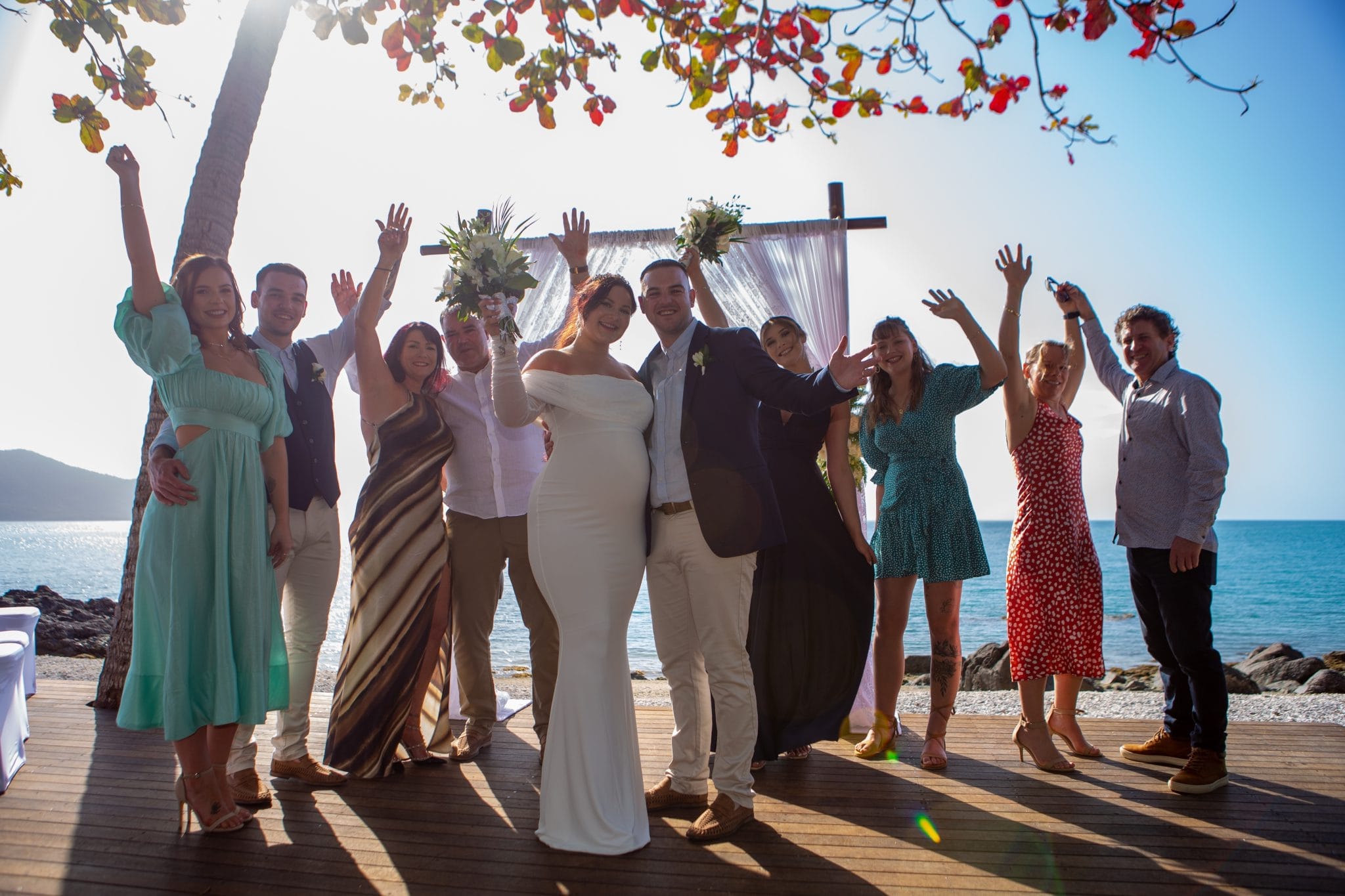Wedding party posing for a photo