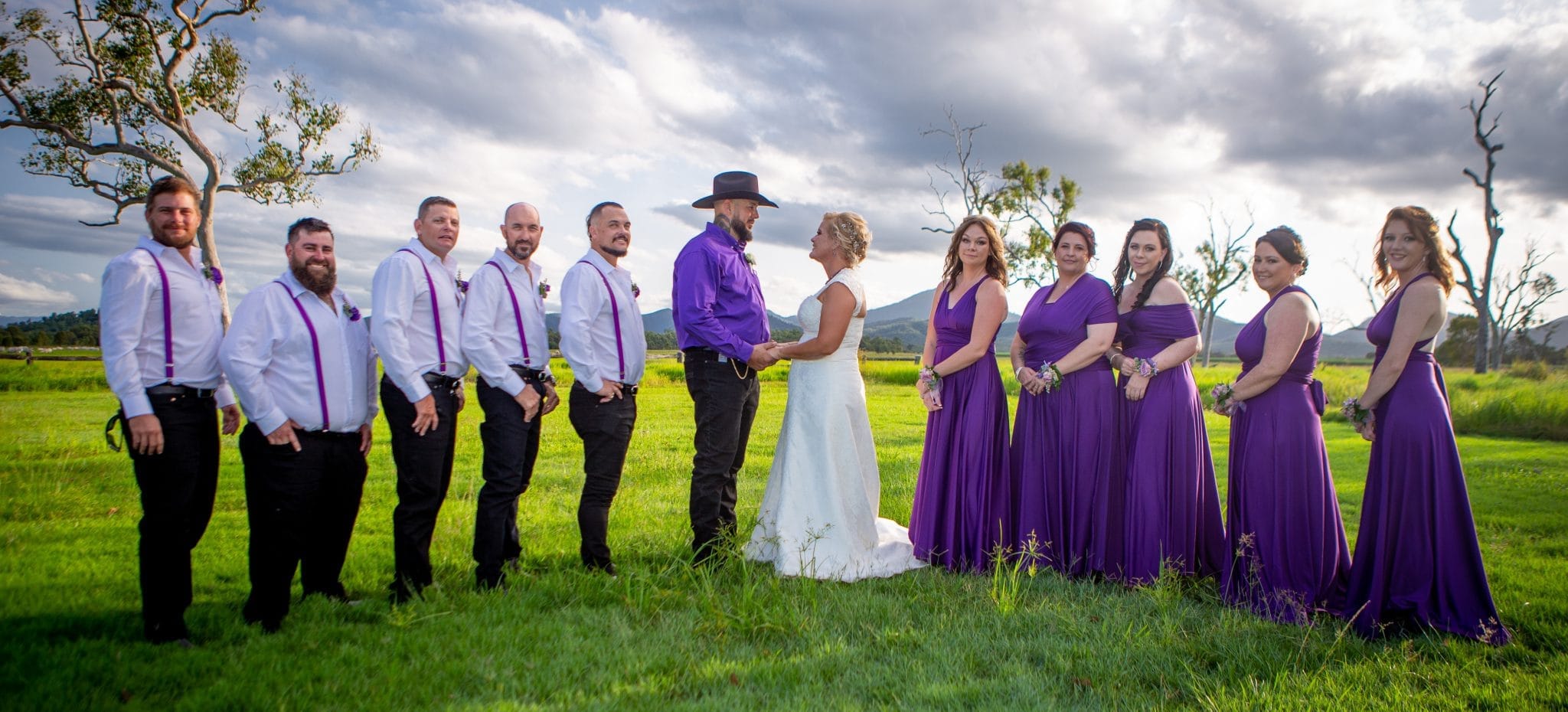Bridal party with bride and groom.